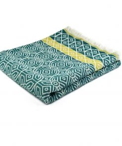 3rd Culture Webdecke Aus Baumwolle Petrol Gemustert 145x190cm Wohnaccessoires