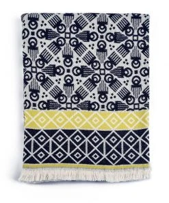 3rd Culture Wohnaccessoires Webdecke Aus Baumwolle Schwarz Gemustert 145x190cm