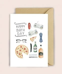 Luvter Paper Glückwunsch Und Grußkarten Geburtstagskarte Mit Pizza, Bier Und Spielkonsole