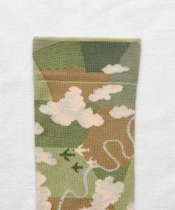 Bonne Maison Grüne Motivsocken Mit Wolken Und Flugzeugen SALE 5 Bonne Maison Grüne Motivsocken Mit Wolken Und Flugzeugen SALE