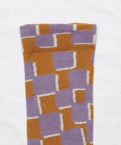 Bonne Maison Kniestrümpfe In Lila Auf Ockergelb 4 Bonne Maison Kniestrümpfe In Lila Auf Ockergelb