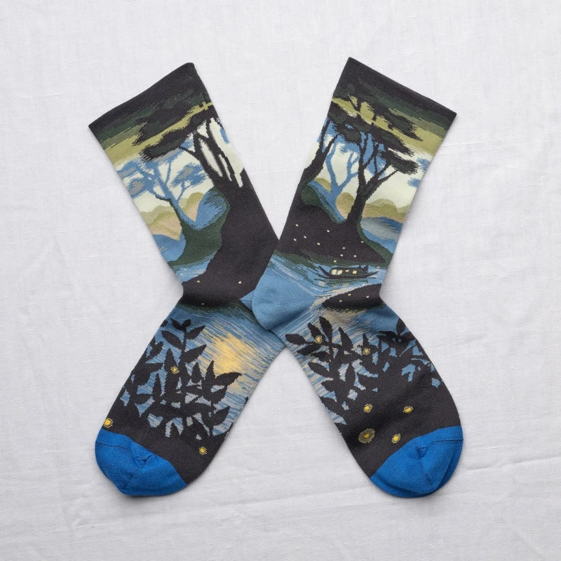 Bonne Maison SALE Motivsocken Landschaft Mit Glühwürmchen 5 Bonne Maison SALE Motivsocken Landschaft Mit Glühwürmchen