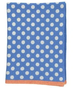 Catherine Tough Babydecke Aus Lammwolle - Blau Mit Weißen Polkadots Kinder