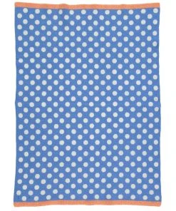 Catherine Tough Babydecke Aus Lammwolle - Blau Mit Weißen Polkadots Kinder