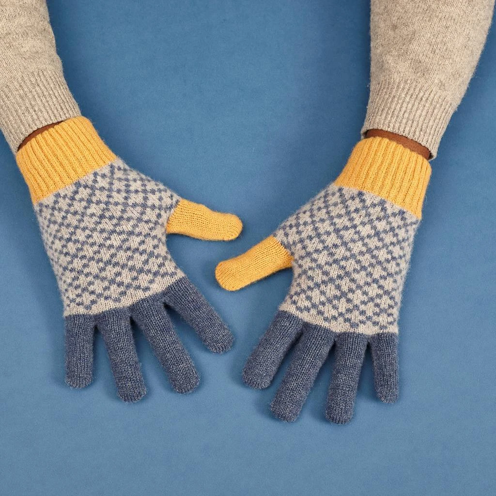 Catherine Tough Winteraccessoires Für Erwachsene Fingerhandschuhe Aus Lammwolle Raute Blau Gelb Herrenhandschuhe Catherine Tough Winteraccessoires Für Erwachsene Fingerhandschuhe Aus Lammwolle Raute Blau Gelb Herrenhandschuhe