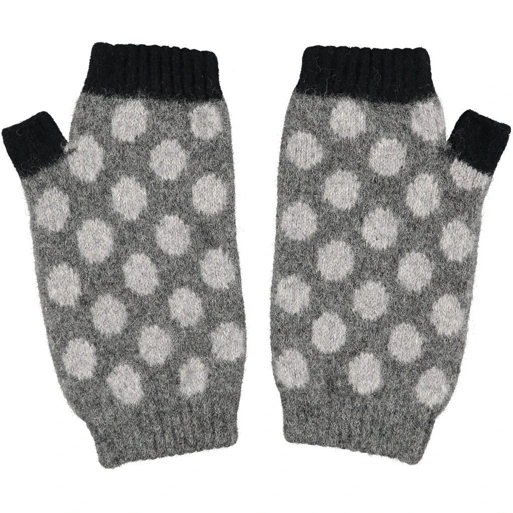 Catherine Tough Winteraccessoires Für Erwachsene Pulswärmer Aus Lammwolle Polkadot Grau Catherine Tough Winteraccessoires Für Erwachsene Pulswärmer Aus Lammwolle Polkadot Grau