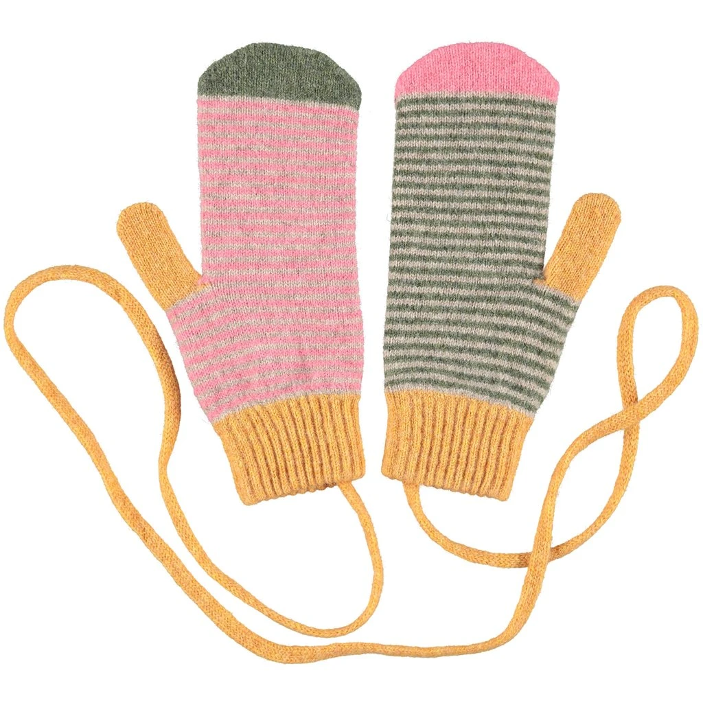 Catherine Tough Fäustlinge Aus Lammwolle Gestreift Rosa Catherine Tough Fäustlinge Aus Lammwolle Gestreift Rosa