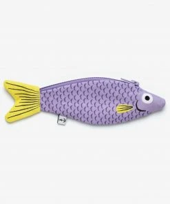 DonFisher Euis, Federmäppchen, Kulturbeutel Cardenal Lila Gelb | Fisch- Täschchen | Geldbörse
