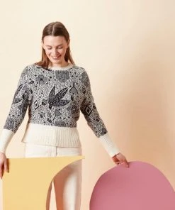 Donna Wilson Birdie Schwarz Weißer Pullover Aus Reiner Wolle SALE