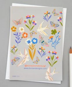 Elvira Van Vredenburgh Grußkarte - Birds And Butterflies