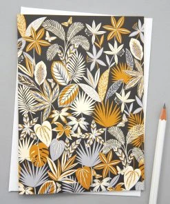 Elvira Van Vredenburgh Glückwunsch Und Grußkarten Grußkarte - Botanik Auf Schwarz