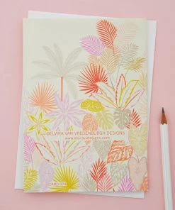 Elvira Van Vredenburgh Glückwunsch Und Grußkarten Grußkarte - Tropical Botanics Pink