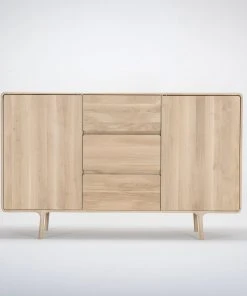 Möbel Hohes Sideboard Aus Massiver Eiche - Dresser FAWN Von Gazzda