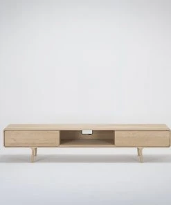 Lowboard FAWN - Niedriges Sideboard Mit Zwei Schubladen Und Mittigem Offenen Fach - Von Gazzda Möbel