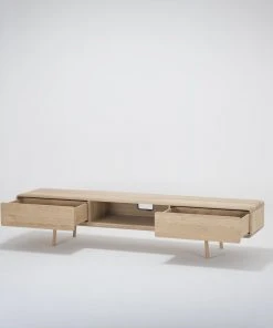 Lowboard FAWN - Niedriges Sideboard Mit Zwei Schubladen Und Mittigem Offenen Fach - Von Gazzda Möbel 4 Lowboard FAWN - Niedriges Sideboard Mit Zwei Schubladen Und Mittigem Offenen Fach - Von Gazzda Möbel