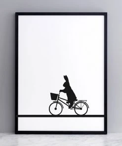 HAM By Jo Ham Kunstdruck City Bike Fahrender Hase, 30x40cm