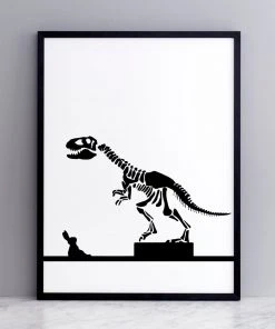 HAM By Jo Ham Kunstdruck Dinosaurier Und Hase, 30x40cm Für's Kinderzimmer