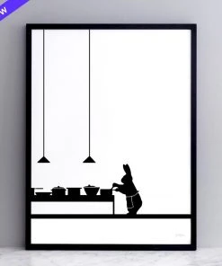 HAM By Jo Ham Kunstdruck Kochender Hase, 30x40cm Wanddekoration