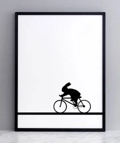 HAM By Jo Ham Für's Kinderzimmer Kunstdruck Rennrad Fahrender Hase, 30x40cm
