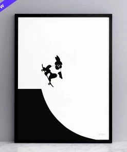 HAM By Jo Ham Kunstdruck Skateboardender Hase, 30x40cm Für's Kinderzimmer