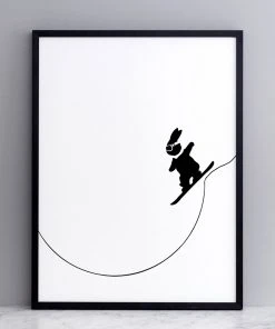 HAM By Jo Ham Kunstdruck Snowboard Fahrender Hase, 30x40cm