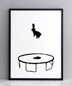 HAM By Jo Ham Für's Kinderzimmer Kunstdruck Trampolin Springender Hase, 30x40cm