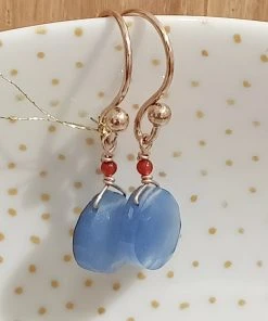 Indígena Ohrringe - Blaue Calcedontropfen, Roségold 13 Schmuck