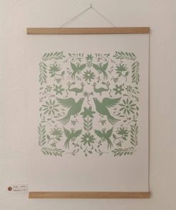 Kakadu Poster A2 Otomi Vogel Paar Grün Wanddekoration