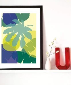 Kakadu Poster A2 Tropical Blatt Grün Wanddekoration