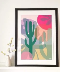 Kakadu Poster A2 Tropical Kaktus Grün Wanddekoration