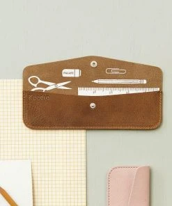 Keecie Stifteetui Pen Pal Aus Leder In Braun Mit Siebdruck Auf Der Innenseite Bürobedarf