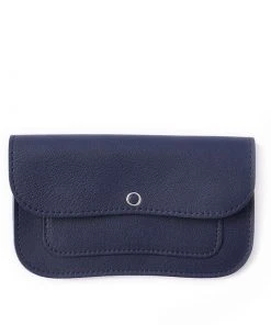 Keecie Cat Chase Wallet - Dunkelblaue Ledergeldbörse Mit Siebdruck Katzen