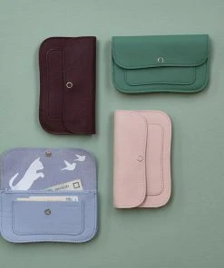 Keecie Cat Chase Wallet - Lavendel Ledergeldbörse Mit Siebdruck Katzen