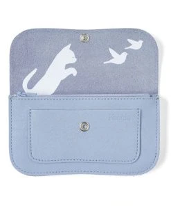 Keecie Cat Chase Wallet - Lavendel Ledergeldbörse Mit Siebdruck Katzen