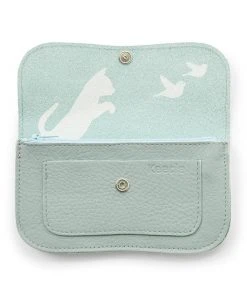 Keecie Geldbörsen Cat Chase Wallet - Mintfarben - Ledergeldbörse Mit Siebdruck Katzen