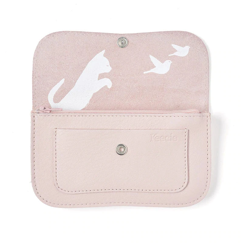 Keecie Cat Chase Wallet - Puderrosa Ledergeldbörse Mit Siebdruck Katzen Geldbörsen Keecie Cat Chase Wallet - Puderrosa Ledergeldbörse Mit Siebdruck Katzen Geldbörsen
