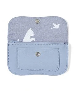 Keecie Cat Chase Wallet Small - Lavender Ledergeldbörse Mit Siebdruck Katzen