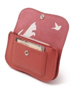 Keecie Geldbörsen Cat Chase Wallet Small - Rote Ledergeldbörse Mit Siebdruck Katzen 4 Keecie Geldbörsen Cat Chase Wallet Small - Rote Ledergeldbörse Mit Siebdruck Katzen
