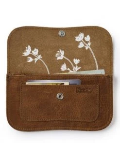 Keecie Flash Forward Wallet - Cognac Braun Ledergeldbörse Mit Siebdruck Innenleben