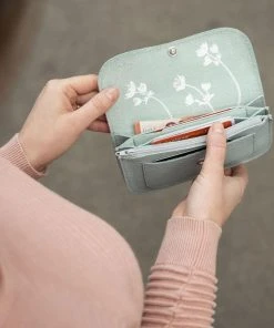 Keecie Forward Wallet - Mintfarbene Hellblaue Ledergeldbörse Mit Siebdruck Innenleben Geldbörsen