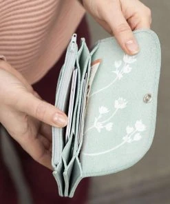Keecie Forward Wallet - Mintfarbene Hellblaue Ledergeldbörse Mit Siebdruck Innenleben Geldbörsen