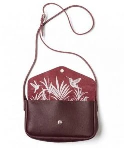 Keecie Taschen Kleine Ledertasche Aubergine Mit Siebdruck Auf Der Innenseite - Humming Along Bag