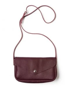 Keecie Taschen Kleine Ledertasche Aubergine Mit Siebdruck Auf Der Innenseite - Humming Along Bag