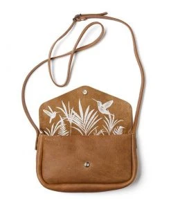 Keecie Kleine Ledertasche Braun Mit Siebdruck Auf Der Innenseite - Humming Along Bag