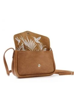 Keecie Kleine Ledertasche Braun Mit Siebdruck Auf Der Innenseite - Humming Along Bag