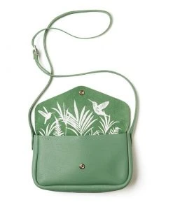 Keecie Taschen Kleine Ledertasche Forest Grün Mit Siebdruck Auf Der Innenseite - Humming Along Bag