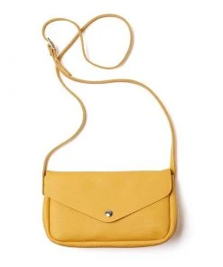 Keecie Taschen Kleine Ledertasche Gelb Mit Siebdruck Auf Der Innenseite - Humming Along Bag