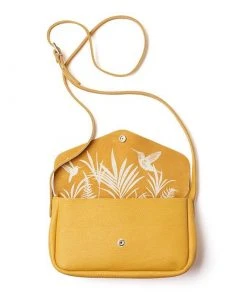 Keecie Taschen Kleine Ledertasche Gelb Mit Siebdruck Auf Der Innenseite - Humming Along Bag