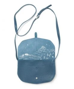 Keecie Move Mountains Bag Kleine Ledertasche Mittelblau