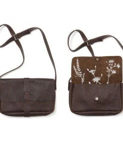 Keecie Picking Flower - Mittelgroße Ledertasche Dunkelbraun